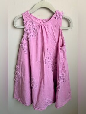 Zara Girls' Pink Sleeveless Embroidered A-Line Dress